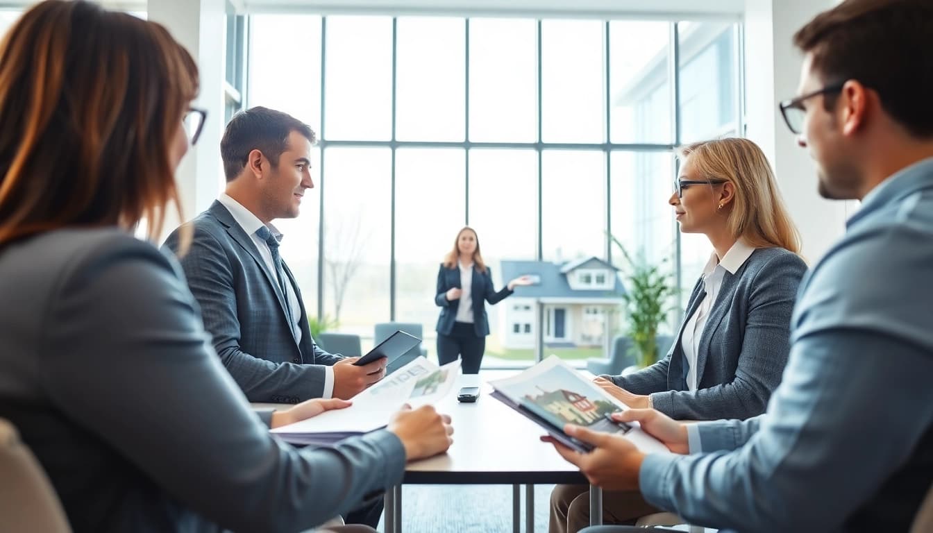 Immobilienmakler Frankfurt Riedberg präsentiert moderne Immobilien in einem einladenden Büro.