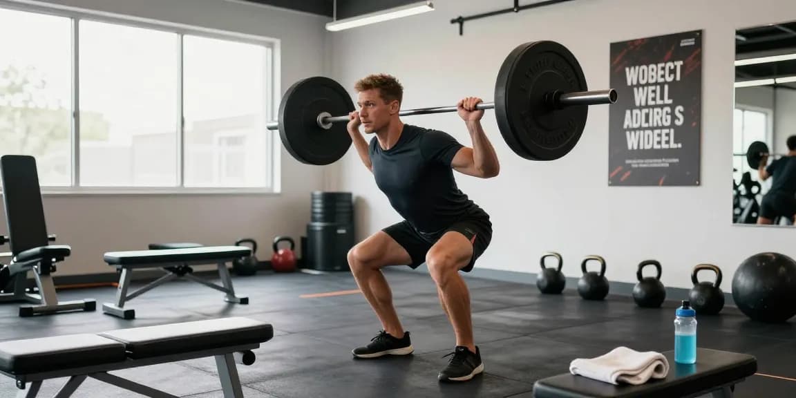 Deus Shop: Starker Athlet trainiert im Fitnessstudio mit schweren Gewichten.