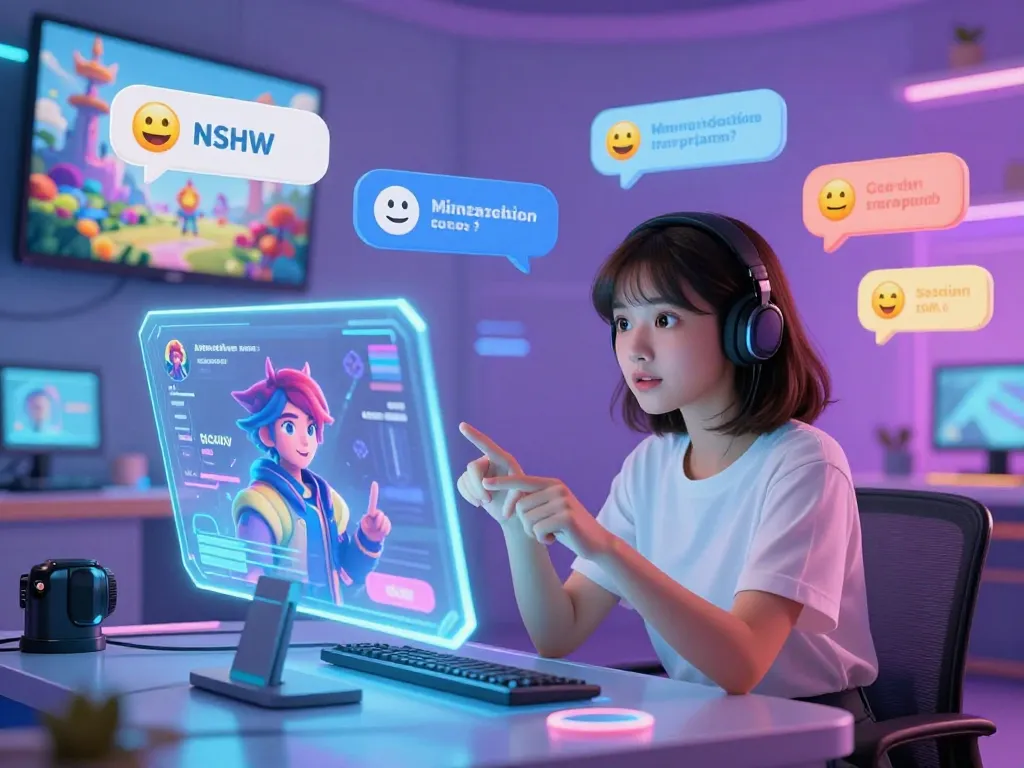 Engaged user experiencing character AI NSFW chat in vibrant digital landscape.