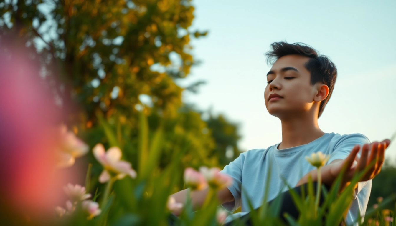 Promote mental health awareness through a serene mindfulness practice in nature.